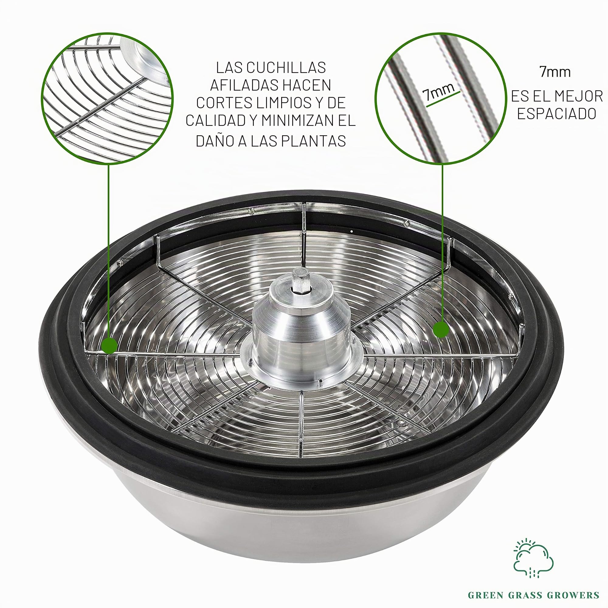 Cortador Manual de Hojas y Cogollos para Cultivo Hidropónico | Manicuradora Podadora, Trituradora y Picadora de Mesa y Jardinería | Cuchillos, Rejilla y Tazón de Acero (41cm (16"))