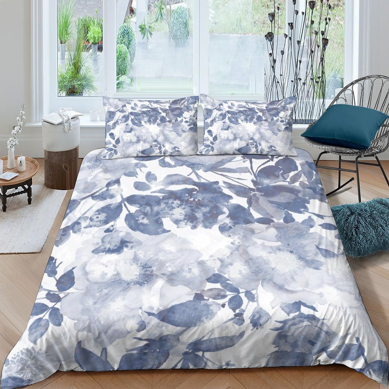 Ctjqhvkz Style-3 3D Printed Blue Watercolor Fitted Sheet Microfiber Soft Modern Abstract Mattress Cover For Bedroom Guest Room Decor Single（135X200cm）