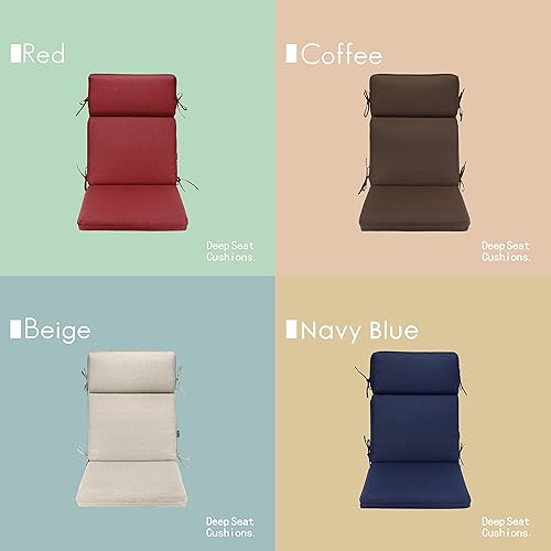 Miniatura 4 de BOSSIMA Cojines de silla de respaldo alto para interiores y exteriores, cojines de asiento de patio de repuesto cómodo, caféchocolate