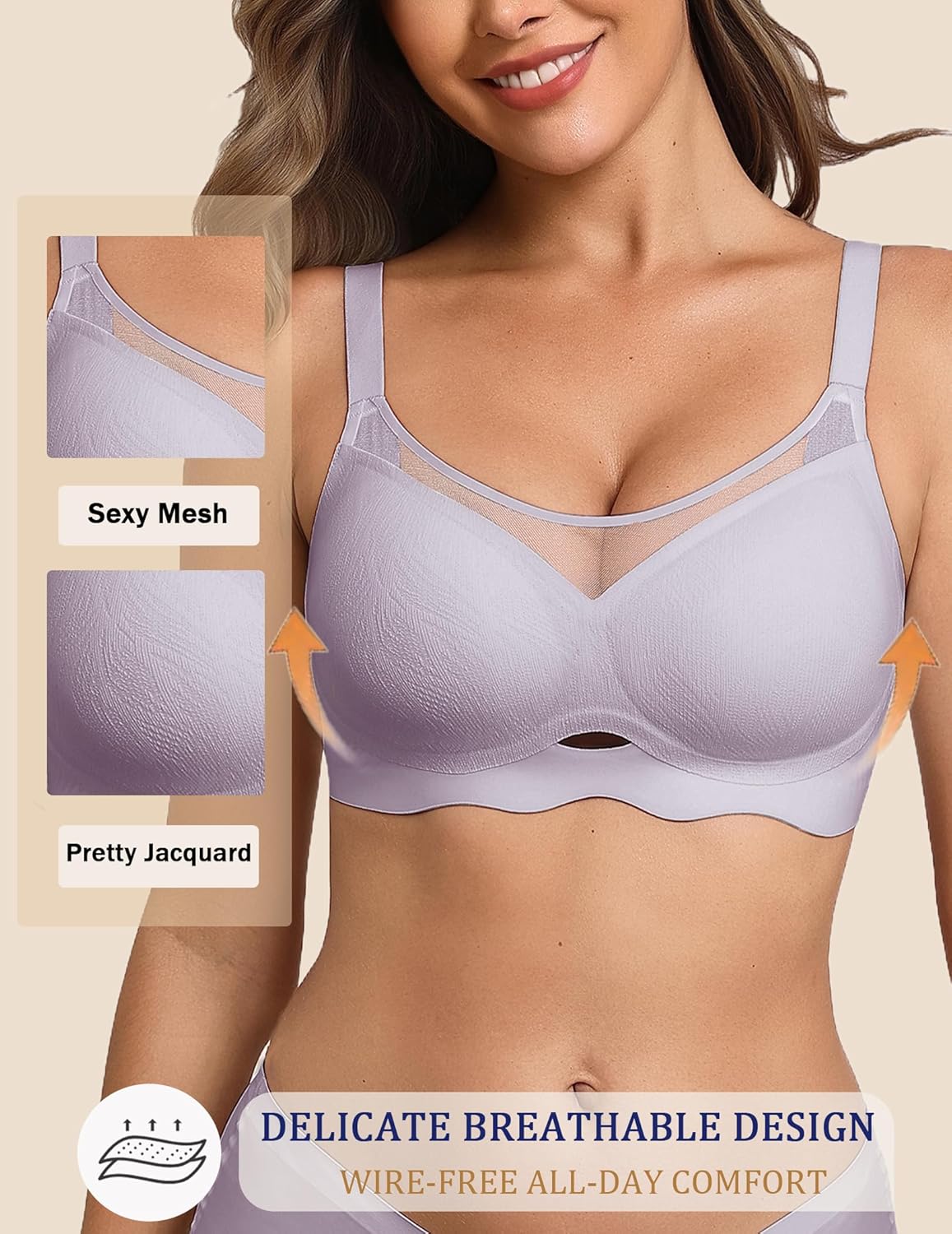 Avidlove Bras for Women V Neck Wireless Bra Lifting Sexy Mesh Bra S-3XL - Image 3