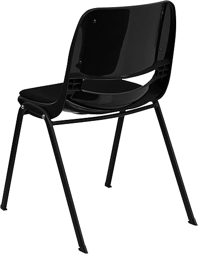 Miniatura 7 de EMMA + OLIVER Silla apilable ergonómica acolchada negra para estudiantes - aula/silla de invitados