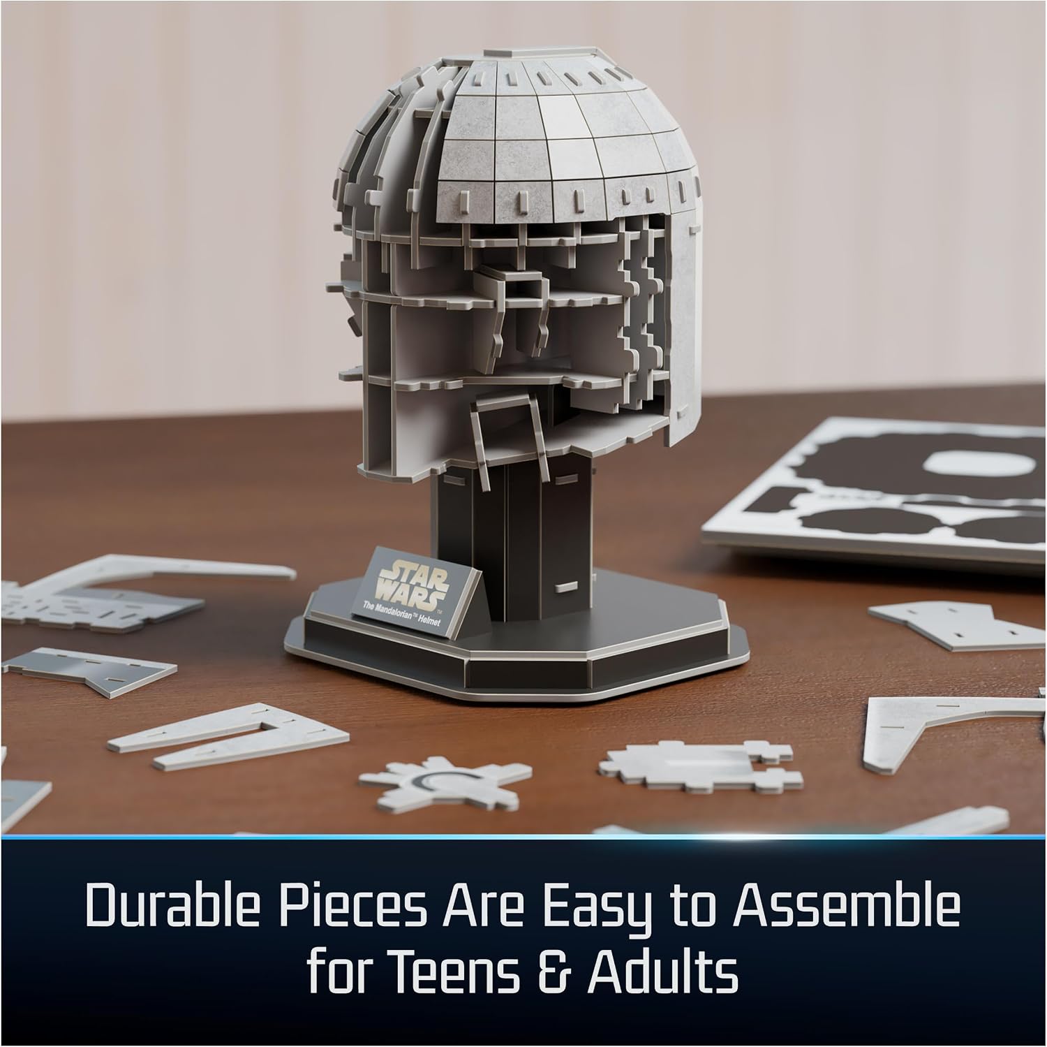 4D Build, Star Wars Mandalorian Helmet 3D Model Kit, Star Wars Collectibles & Desk Decor, Adult Puzzle, Building Toys, 3D Puzzles for Adults & Teens, 88 Pieces, Gift Ideas for Ages 12 & Up image 4