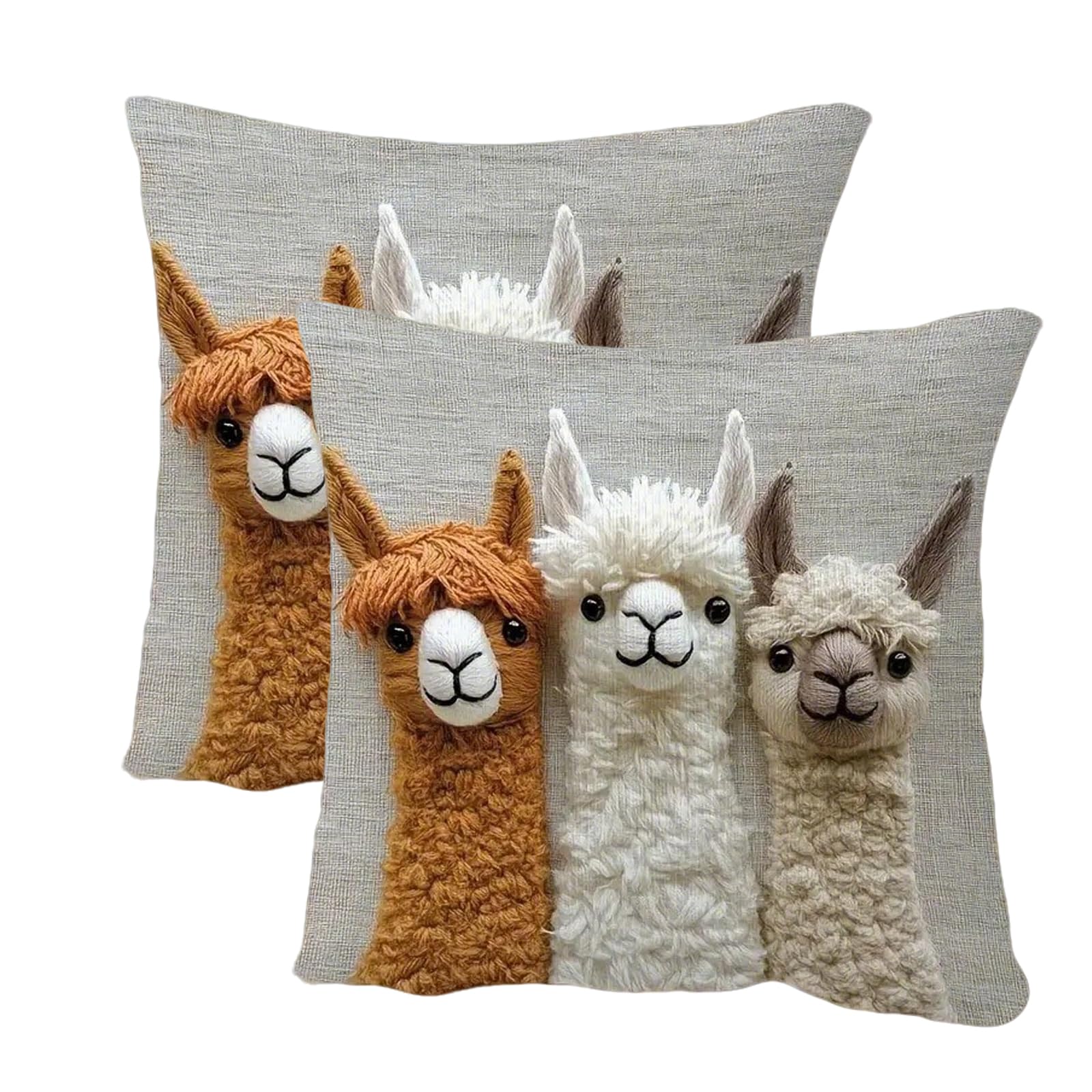 HORREX 2 Pieces Cushion Covers 2D Alpaca Pattern Cushion Covers 45 x 45
