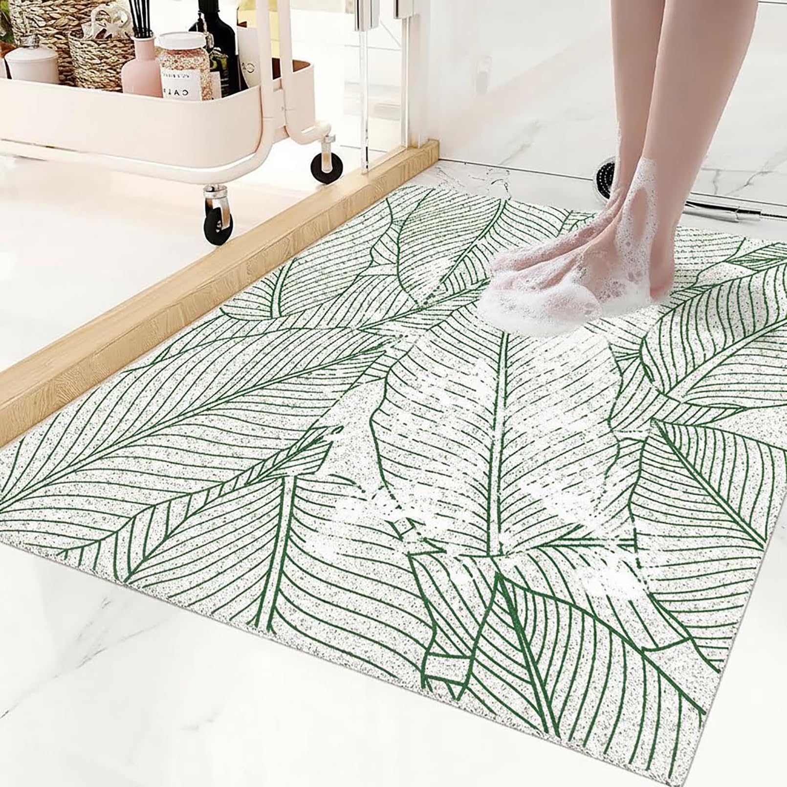 Antirutschmatte dusche 50X120 cm Regenwald Muster Duschmatte rutschfest Weich komfortabel PVC Duscheinlage rutschfest, Hohe Wasserdurchlässigkeit für Nassbereich