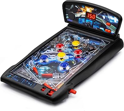 New Era Pinball Game Black Interactive Tabletop or Floor Arcade Pinball Machine for Kids & Adults LED Scoring, Lights & Sounds, Fast & Fun 3-Ball Launch Game Ideal Gift for Birthdays & Christmas