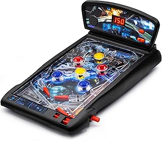 New Era Pinball Game Black – Interactive Tabletop or Floor Arcade Pinball Machine for Kids & Adults – LED Scoring, Lights & Sounds, Fast & Fun 3-Ball Launch Game – Ideal Gift for Birthdays & Christmas