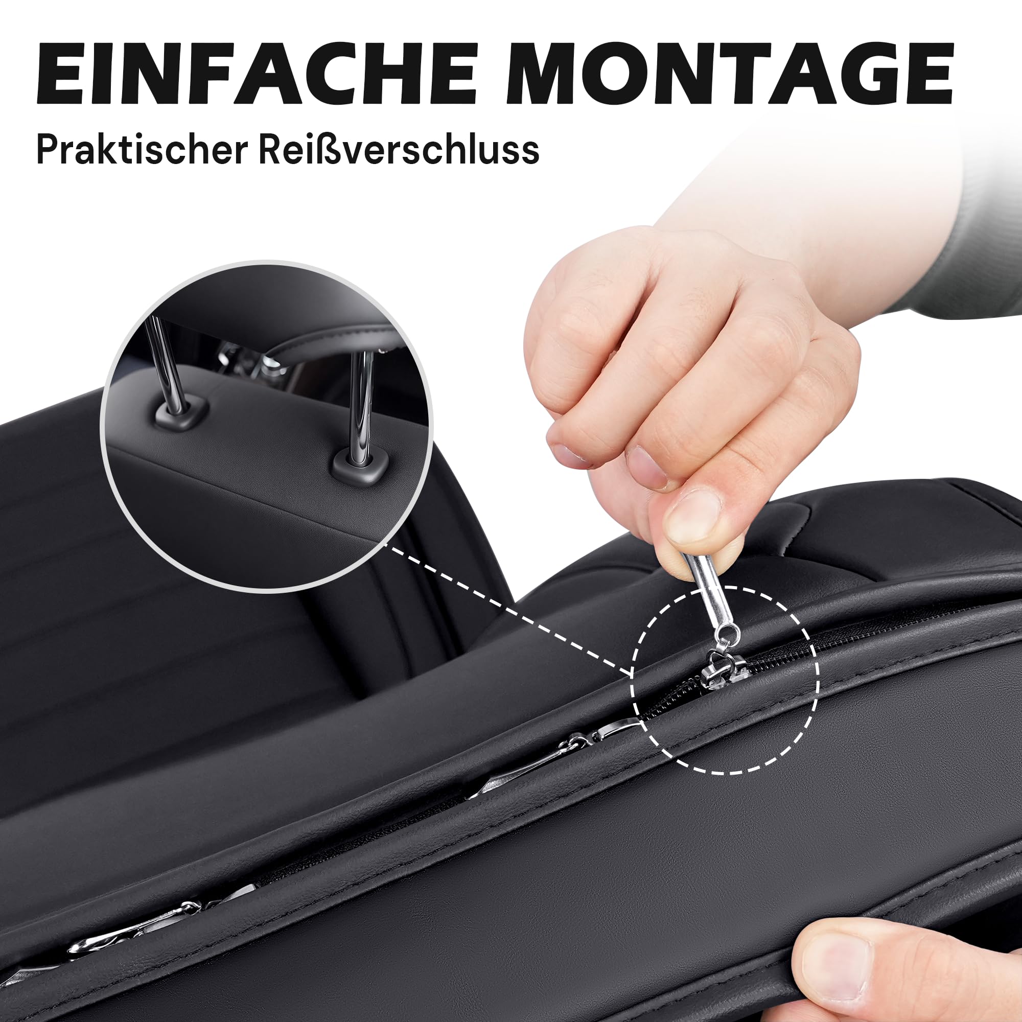 Für 99% Hyundai-Modelle sitzbezüge | Autositzbezüge Komplett Set Universal in Premium-Optik | Auto Sitzbezüge Airbag Geeignet | Wasserdicht Sitzbezug Einfach zu montieren (Vollsatz, Schwarz)