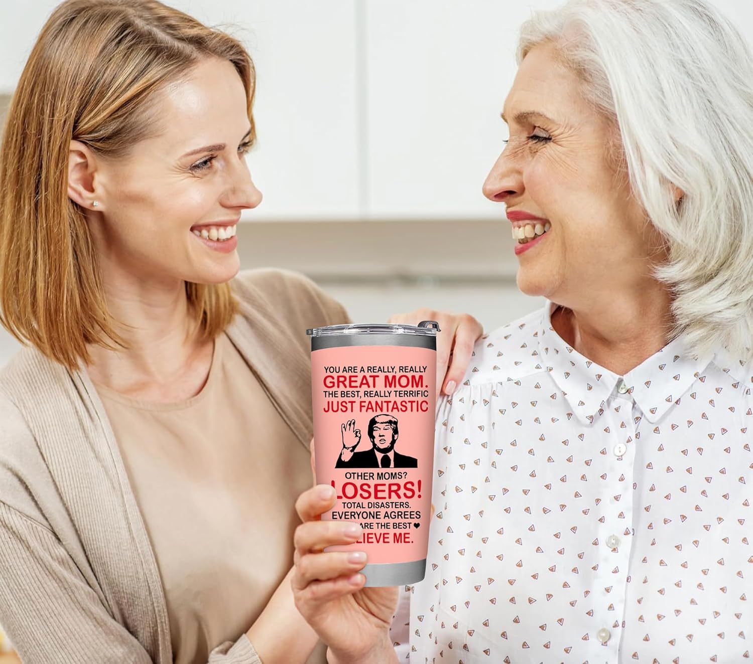 Christmas Gifts for Mom from Daughter, Son, Kids - Great Mom Coffee Tumbler on Birthday, Christmas, Durable Stainless Steel, Insulated for Hot or Cold Drinks, Ideal Gift for Mothers 20oz, Pink - Image 4