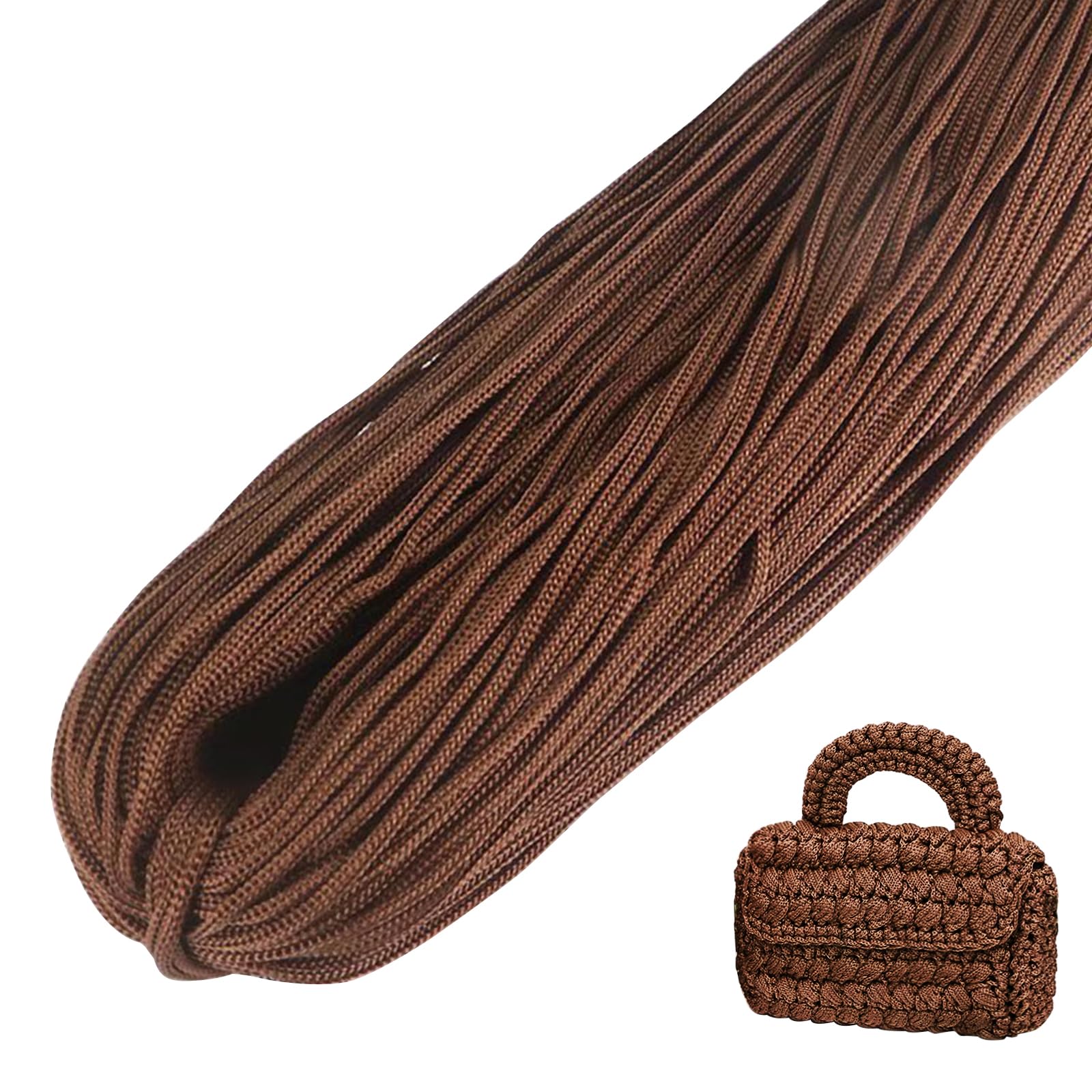 LEREATI Polyester Macrame Cord 3mm x 200m (656ft) Braided Cord Polyethylene Rope Macrame Yarn, Polyester Yarn for Crocheting, DIY, Craft Bag, Wall Hangings, Rug (Caramel)