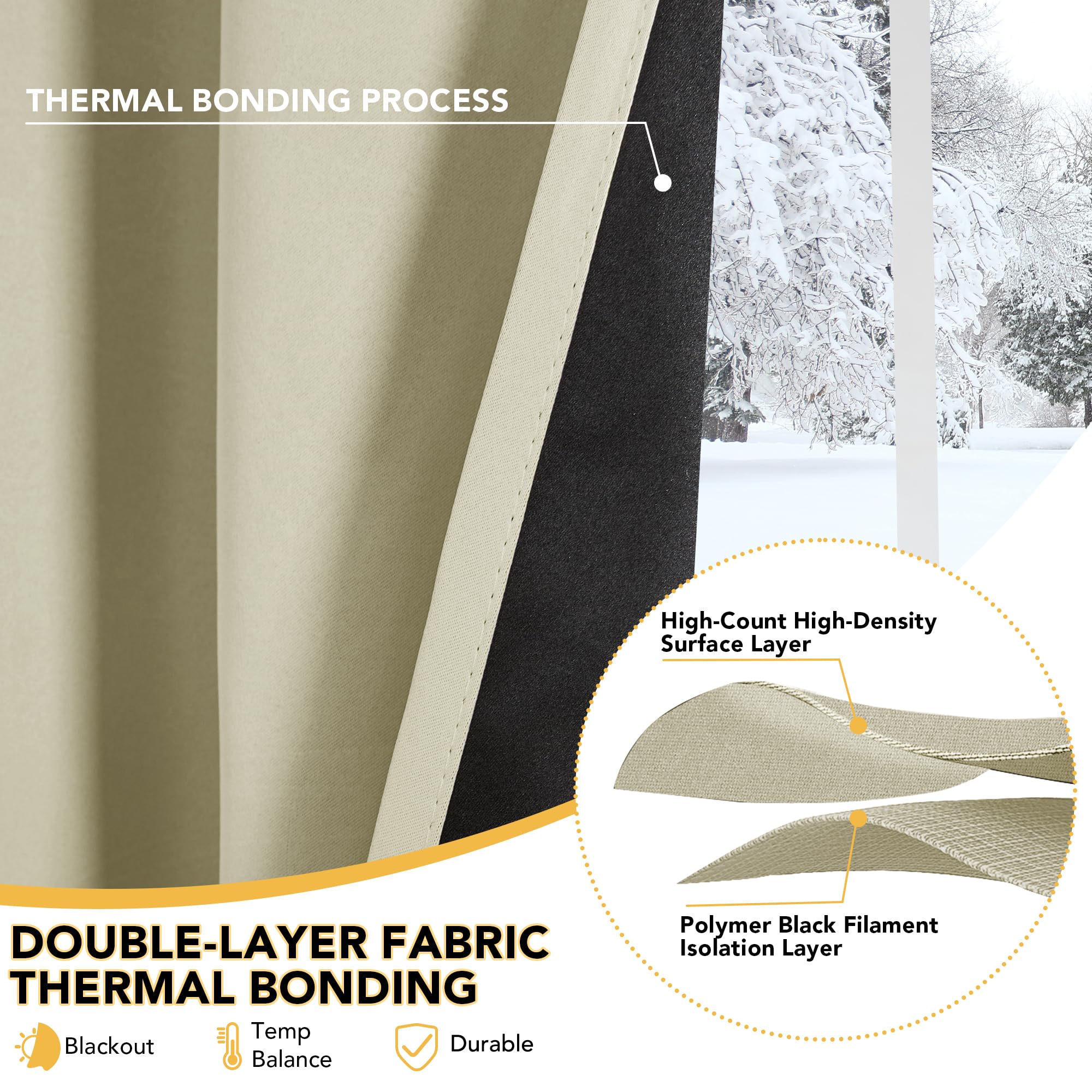 Deconovo Eyelet Blackout Curtains for Living Room, Super Soft Thermal Insulated Curtains, OEKO-TEX Certified, Energy Saving - Image 4
