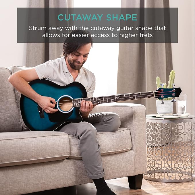 Bajo Eléctrico Acústico Best Choice Products 4 Cuerdas Azul miniatura 6