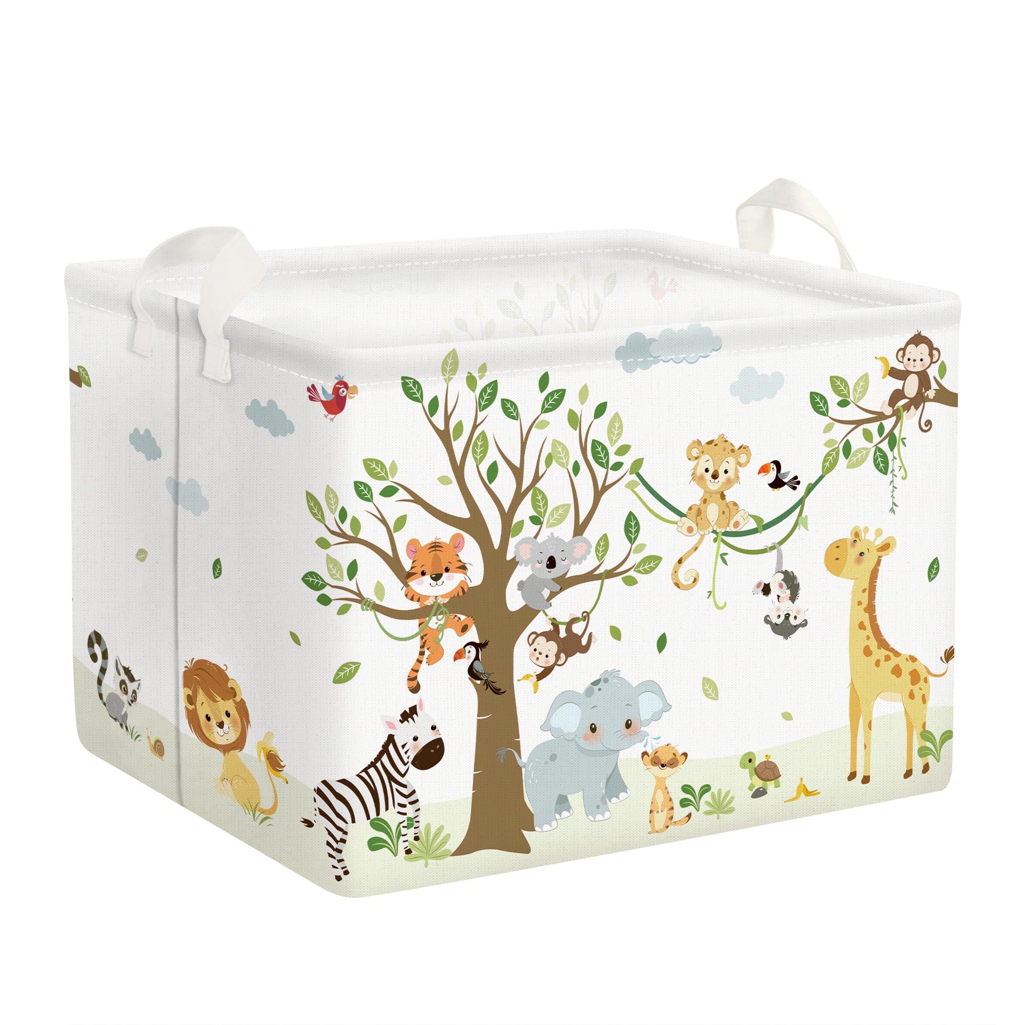 Clastyle Forest Animal Baby Laundry Hamper Collapsible Tree Clothes Kids Storage Basket Waterproof Boys Girls Toy Box for Nursery Room Tiger Koala