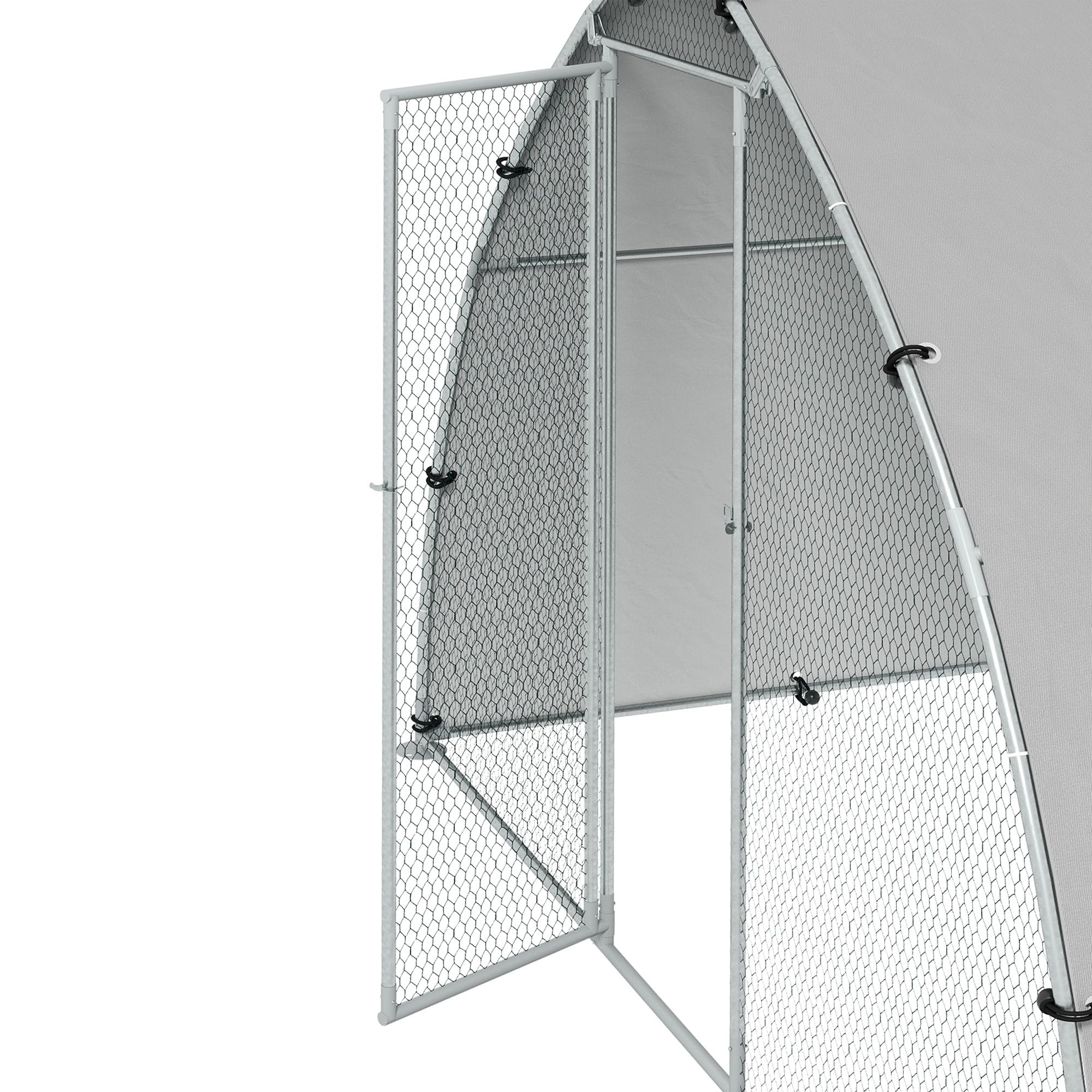 PawHut Grand enclos poulailler 5,75m² Toit Anti-UV Acier galvanisé
