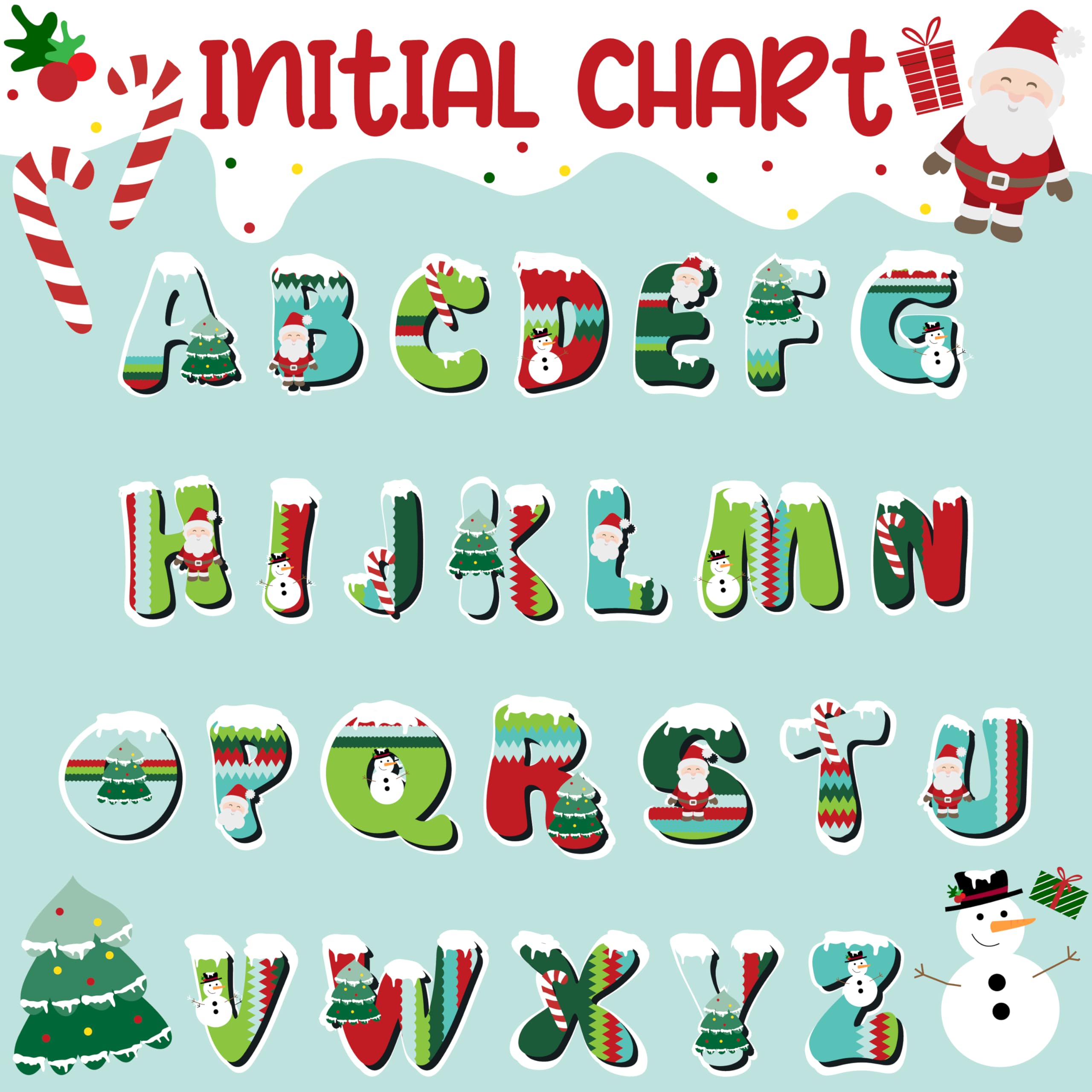 Personalized Christmas Initial Ornaments for Kids w/Initial, Name & Date - 26 Letters, 3