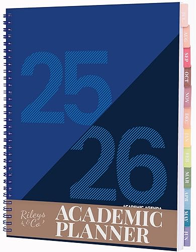 Rileys Academic Planner 2025-2026, agenda diaria, semanal y mensual, julio de 2025 a junio de 2026, páginas de notas para estudiantes,
