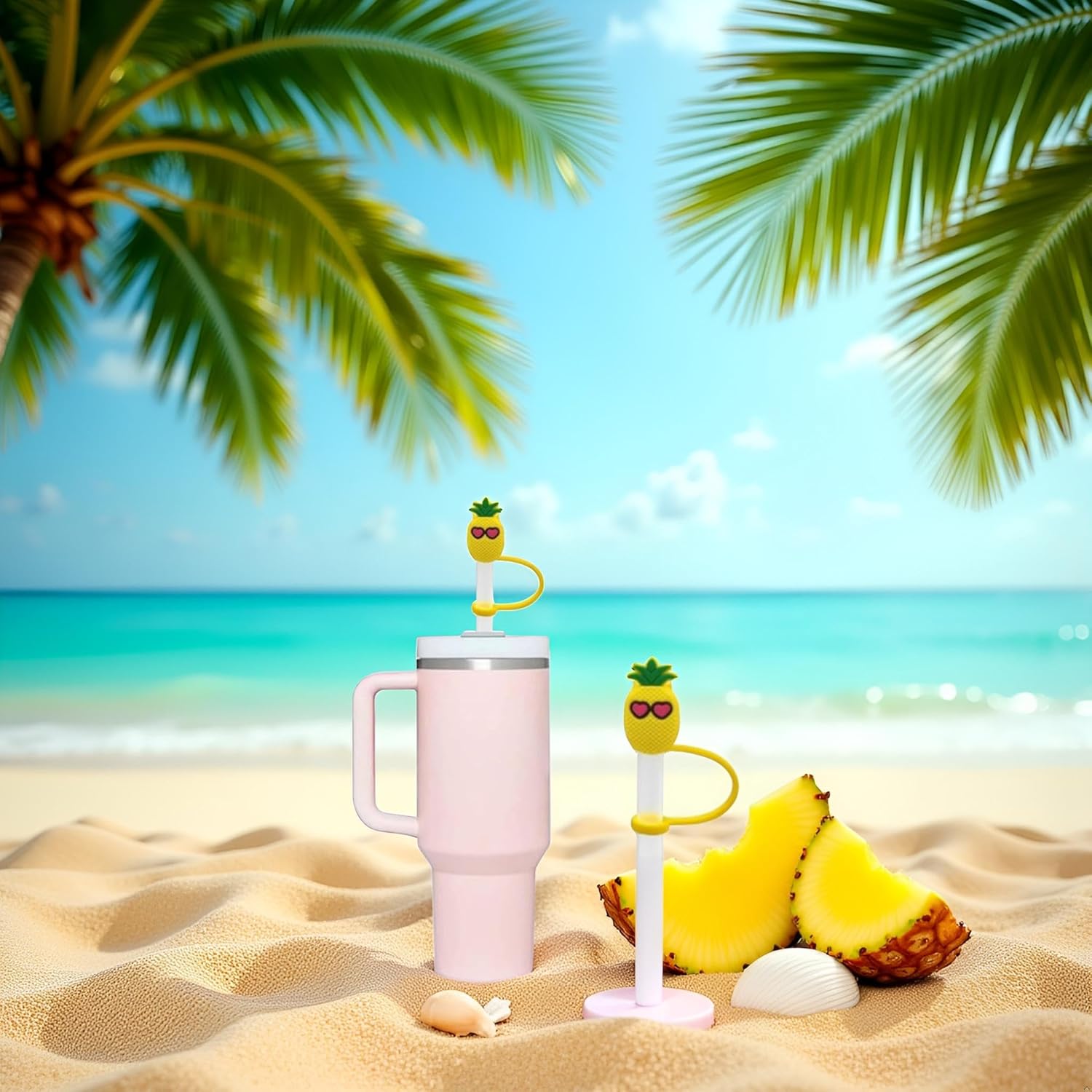 Yellow Pineapple Straw Cover for Stanley 40&30 Oz Cup, 8mm Silicone Straw Covers Cap for Stanley Cup Accessories, Cute Topper for Tumblers,Cap Stopper for Reusable Straws Tip Lids - Image 3