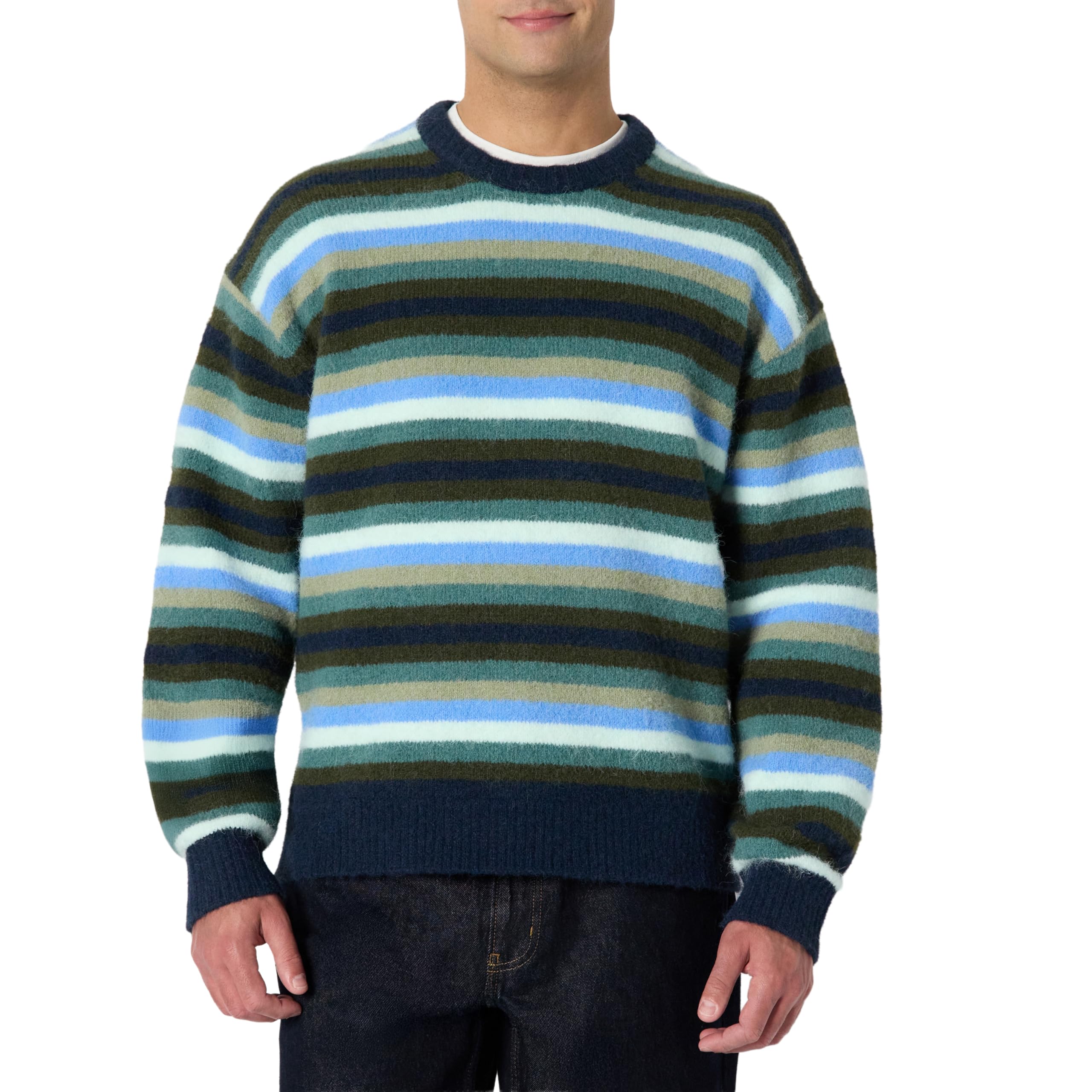 Amazon Essentials Herren Relaxed-Fit-Pullover mit Rundhalsausschnitt aus Mohairimitat