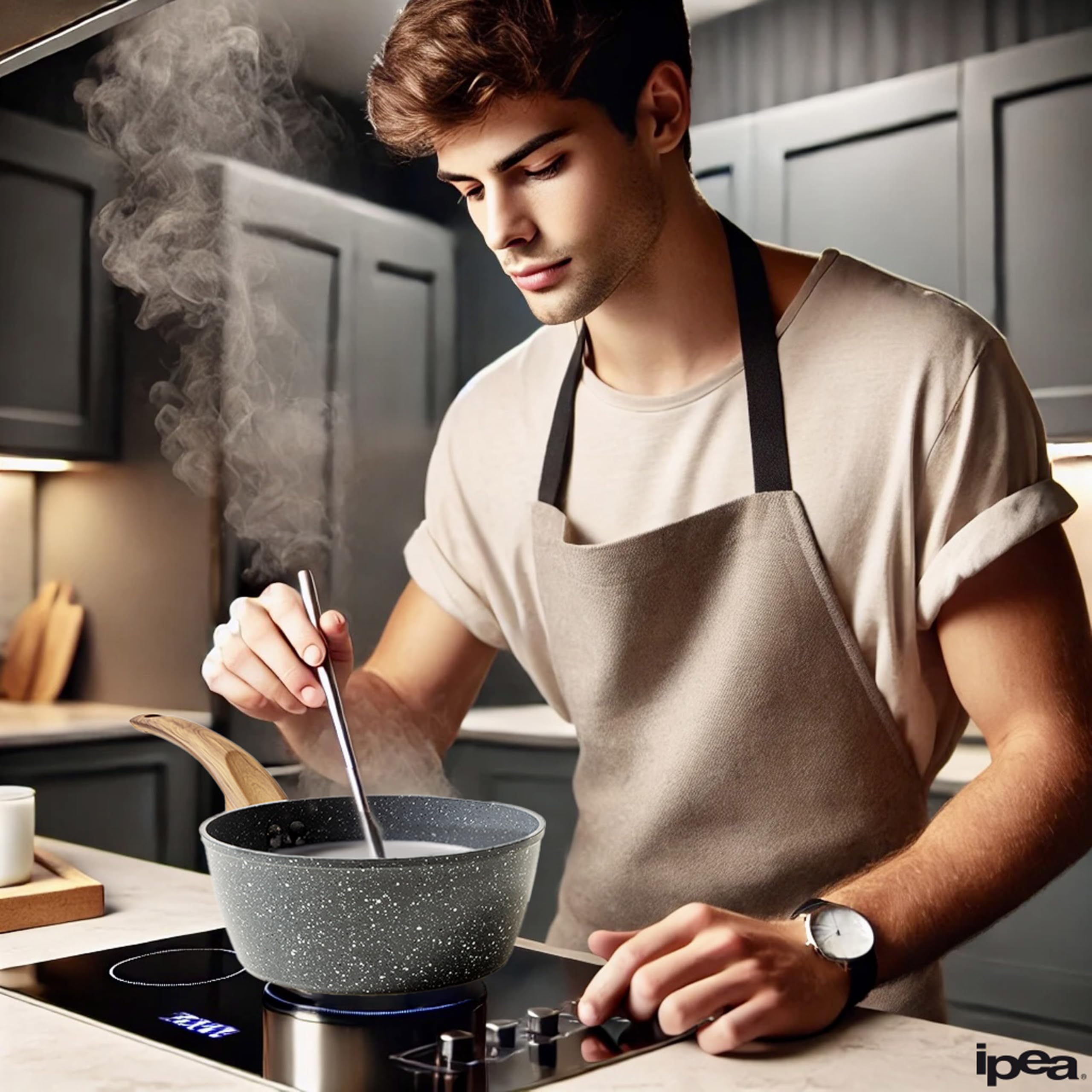 IPEA Pentolino Induzione Antiaderente per Latte e Minestre - 20 CM - SOLIDO E VERSATILE - Pentolino per Cucinare e Bollire Verdure, Noodles, Verdure, Noodles - Ergonomico - Bollilatte da Cucina