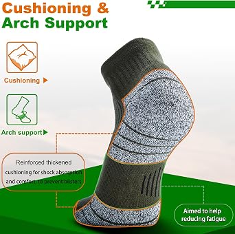 Wool Compression Ankle Socks - Cozy Cushioned Hiking Running for Men Women - Thick Warm Durable