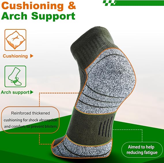 Wool Compression Ankle Socks - Cozy Cushioned Hiking Running for Men Women - Thick Warm Durable