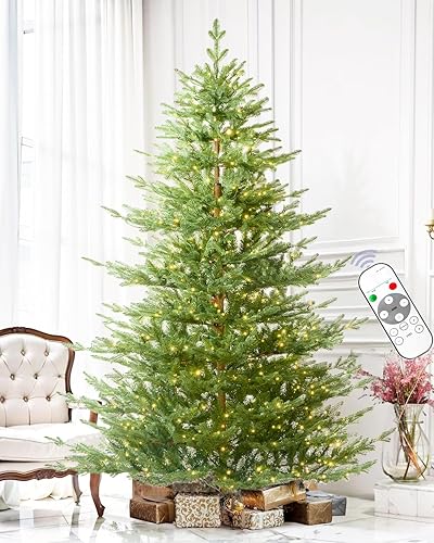 6FT Pre-lit Christmas Tree Fir with Remote Control, 450 Warm