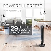 Vista 3 de Lasko Apex Tower Fans Oscillating Quiet 42" - 29 ft/s Airflow, 28 dB, 90° Oscillation, 12H Timer, Air Filter for Hair & Dust, Remote, Black, Floor