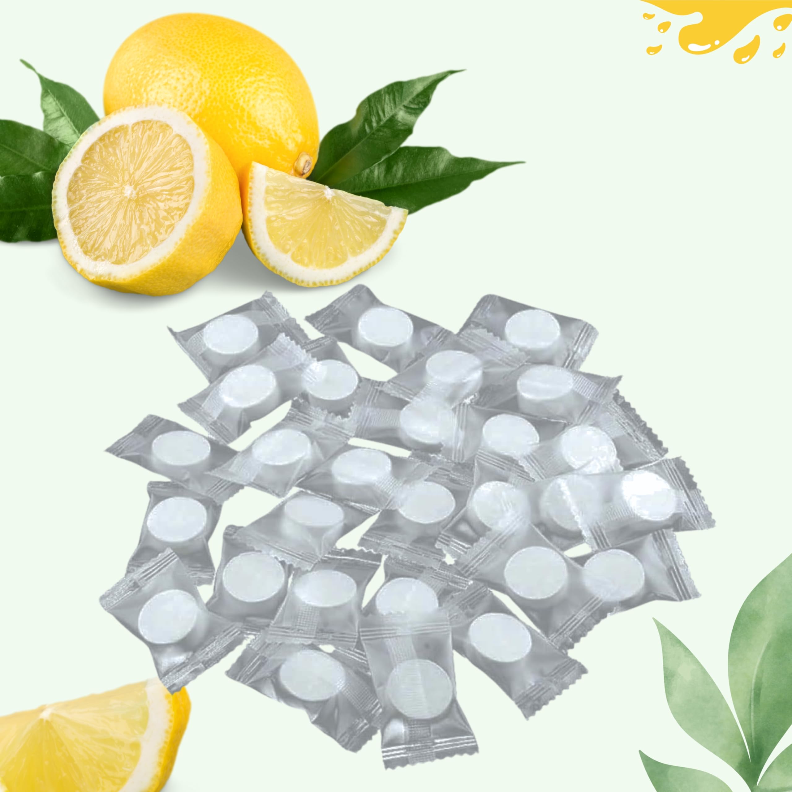 Perfect Pricee Magic Coin Compress Facial Coin Tablet Tissue Wipes Napkin (50 Pieces) Candy Packing for 100% Hygine Lemon fragrance-image-0