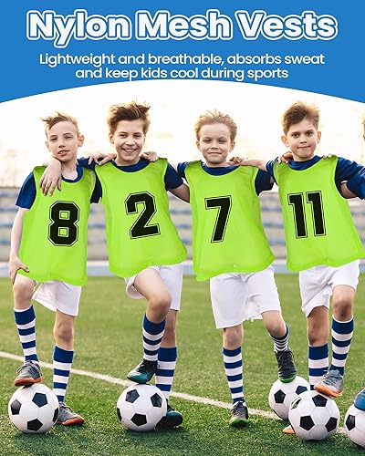 Miniatura 9 de Pasimy 36 piezas Pinnies Youth Scrimmage Chalecos juveniles para deportes niños fútbol baloncesto Jersey práctica de fútbol Pinnies