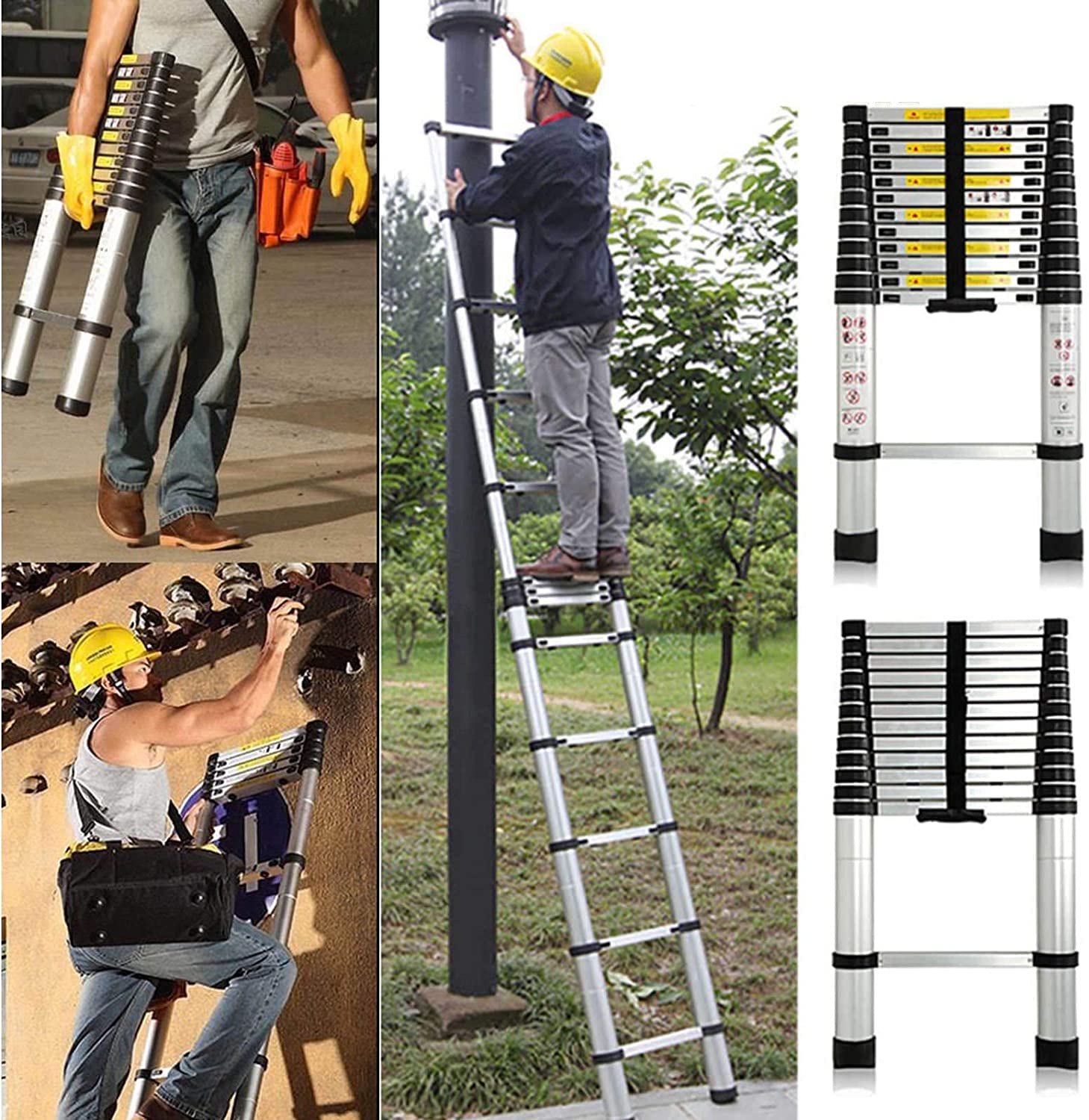5 m aluminiowa drabina wielofunkcyjna drabina teleskopowa, wysuwana, drabina składana, antypoślizgowa, wielofunkcyjna, obciążenie 150 kg
