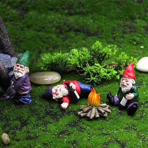 4 gnomos de jardín borrachos para decoración al aire libre, divertidas mini figuras de Knomes, escultura de hadas traviesas inapropiadas para