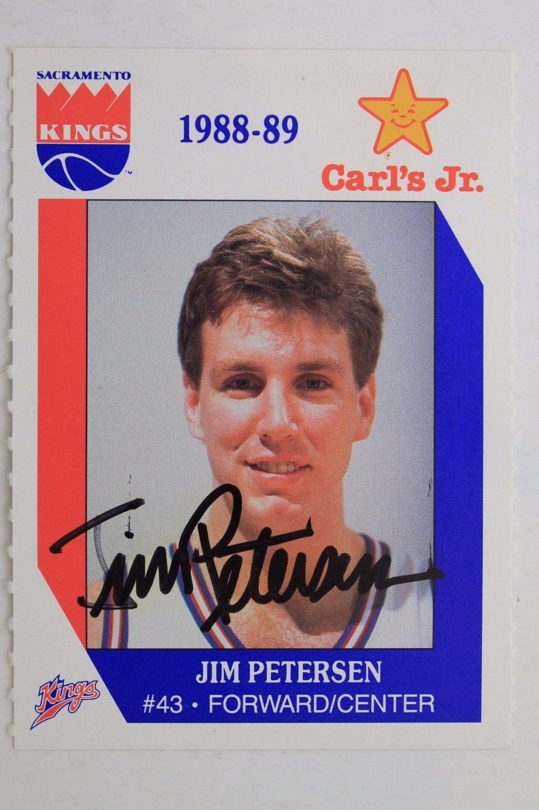 JIM PETERSON Kings Minnesota 1988-89 Carl's Jr Autographed NBA Card 16E