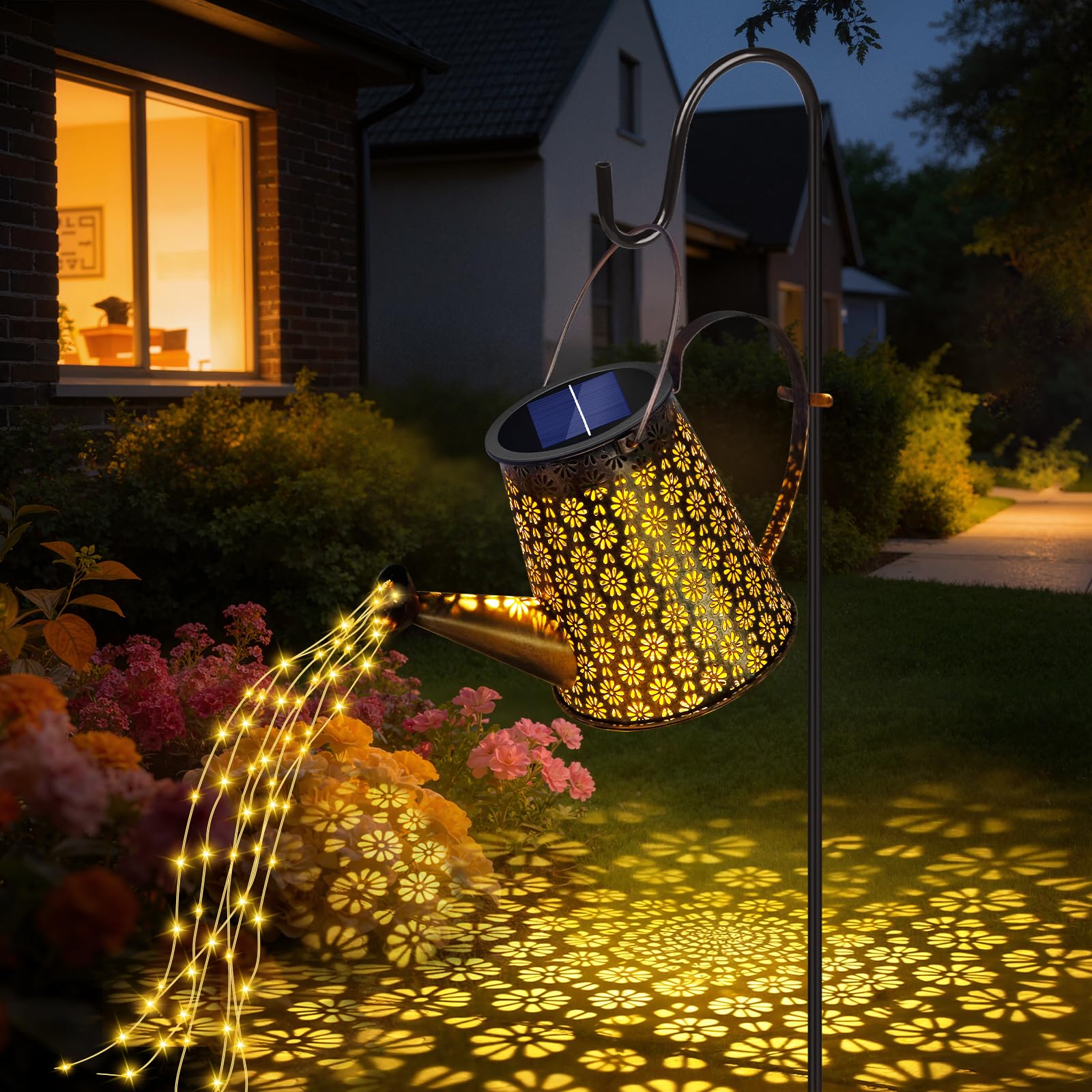 Solar Gießkanne Lichterkette Aussen, LED Außen Solarlampen, Wasserdicht Gartendeko Gießkannenlicht Lichter mit Schäferhaken Für Hofweg Balkon Terrasse Garten Geschenke