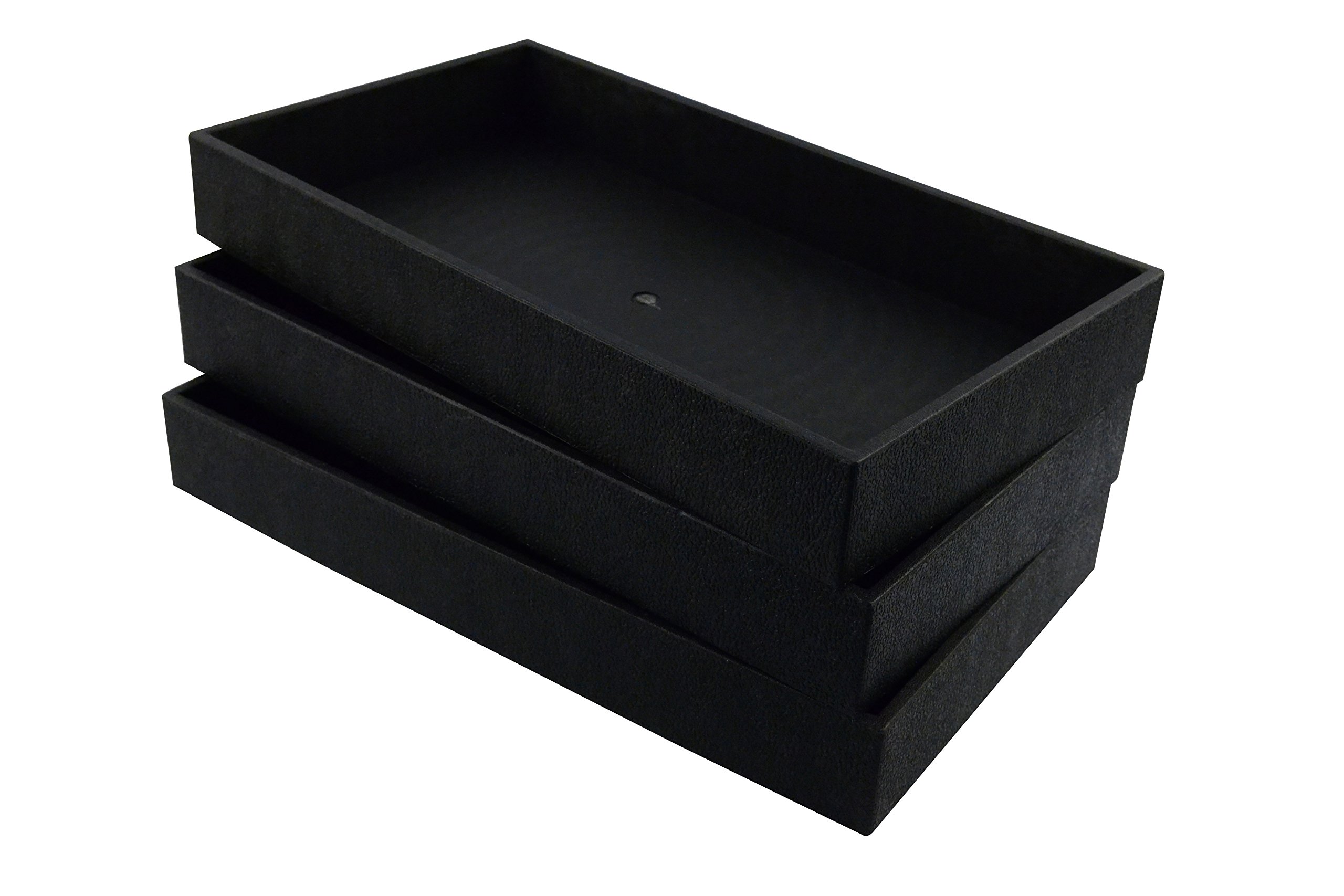 Regal PakRegal Pak ® 3-Piece 2-Inch Deep Black Full Size Plastic Stackable Jewelry Tray 14 3/4" X 8 1/4" X 2"H