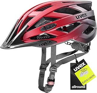 uvex i-vo cc Lightweight All-Round Helmet for Men and Women, Individual Size Adjustment, Expandable with LED Light, Red/Black, 52–57 cm