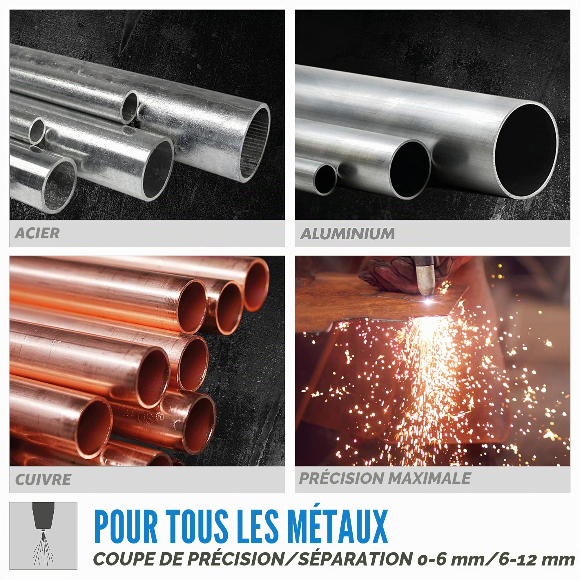 Güde Découpeur plasma GPS-K Aircut 40 AK (découpeur plasma, compresseur intégré, découpe de métal jusqu'à 12 mm d'épaisseur, torche coupante de 2,5 m avec guide à rouleaux)