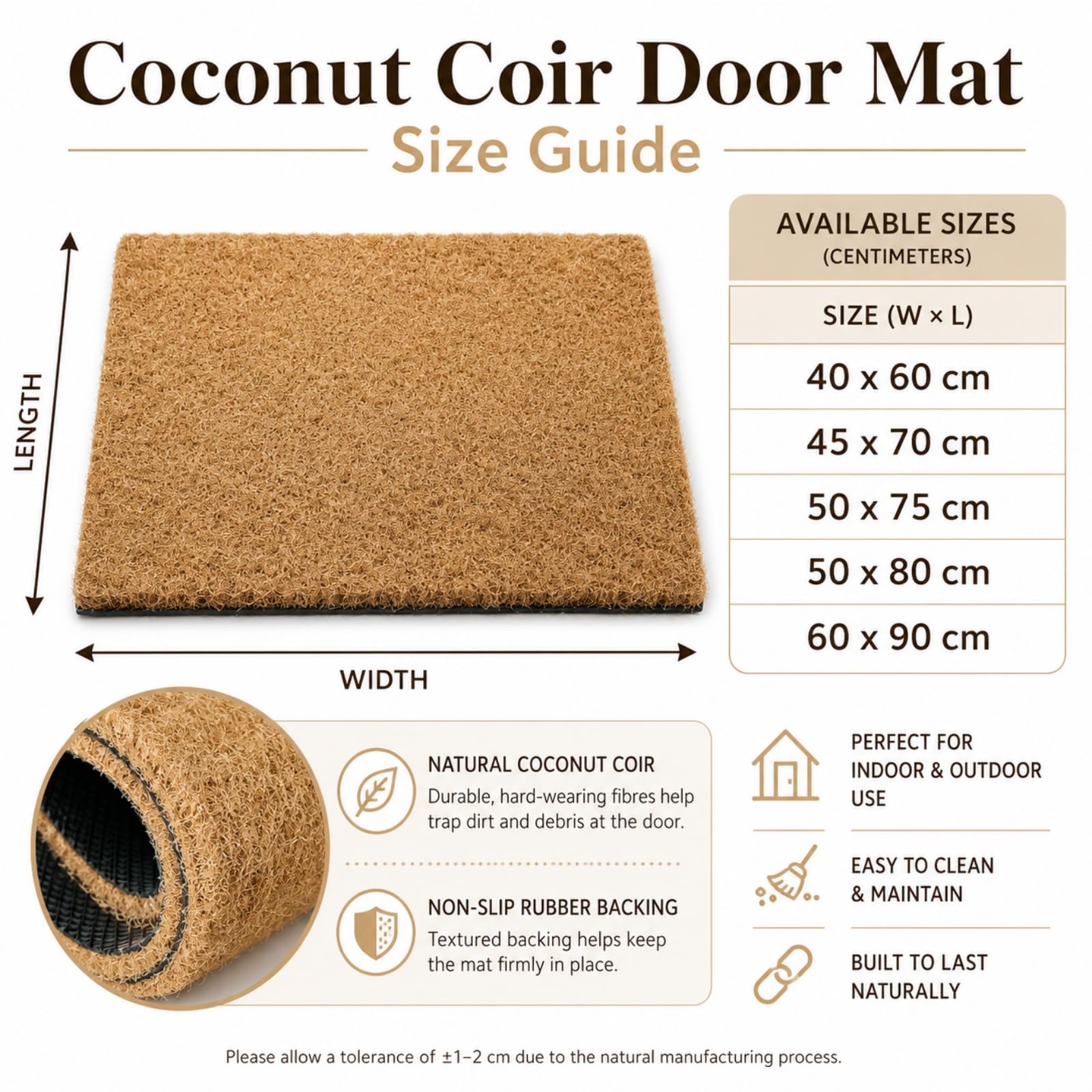 Morbuy Felpudo de Fibra de Coco Alfombra de Entrada (Pájaro,60x90cm) | Antideslizante Felpudo Resistente para Puerta Exterior e Interior Duradero y Fácil de Limpiar para Casa y Porche