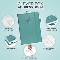 Vista 2 de Clever Fox - Libreta de direcciones con pestañas alfabéticas - Libro de teléfonos y direcciones de cuero PU para guardar contactos de forma segura
