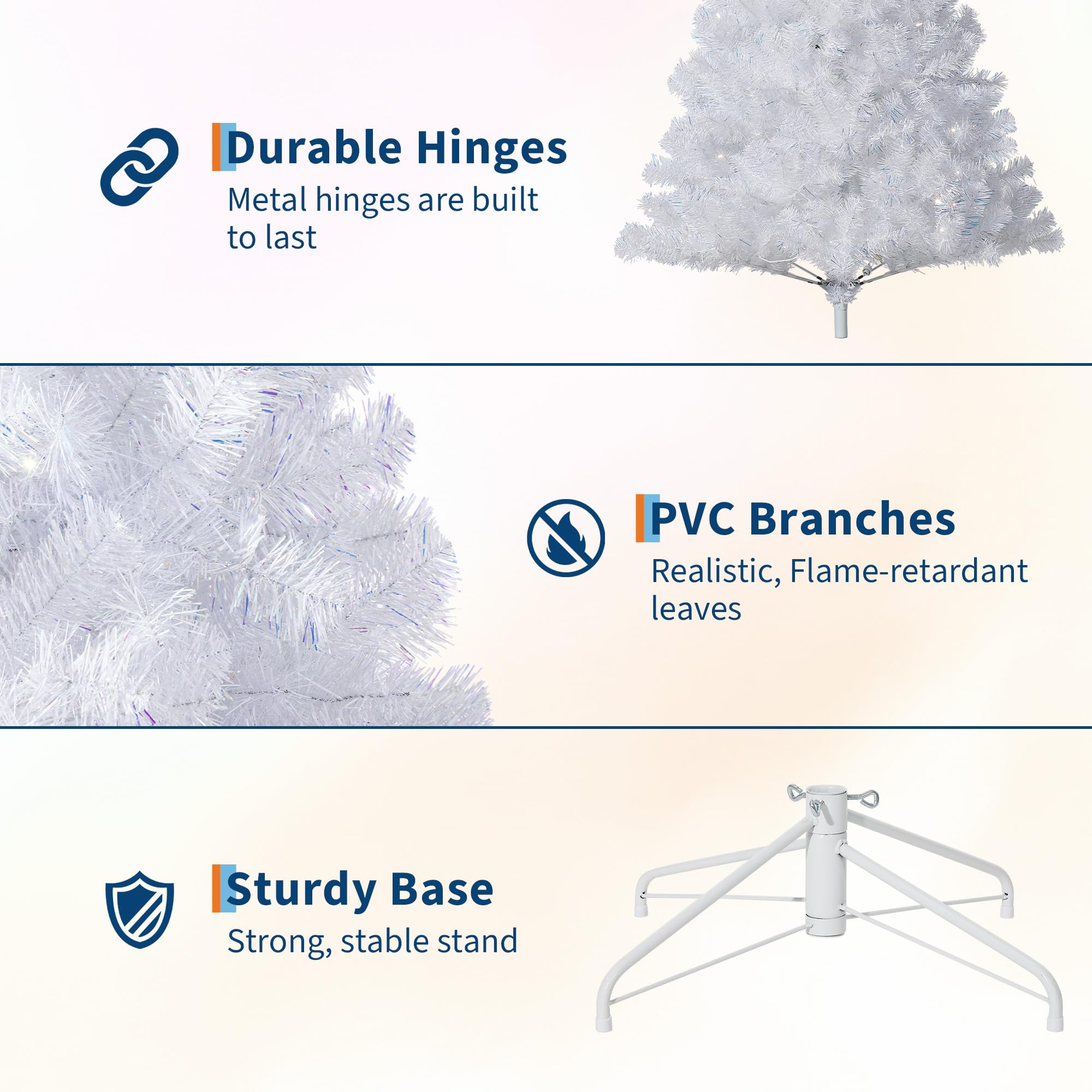 GarveeHome Sapin de Noël artificiel pré-éclairé de 1,4 m avec lumières LED blanches chaudes et support en métal, décoration de Noël artificielle pour la maison, le bureau, les fêtes