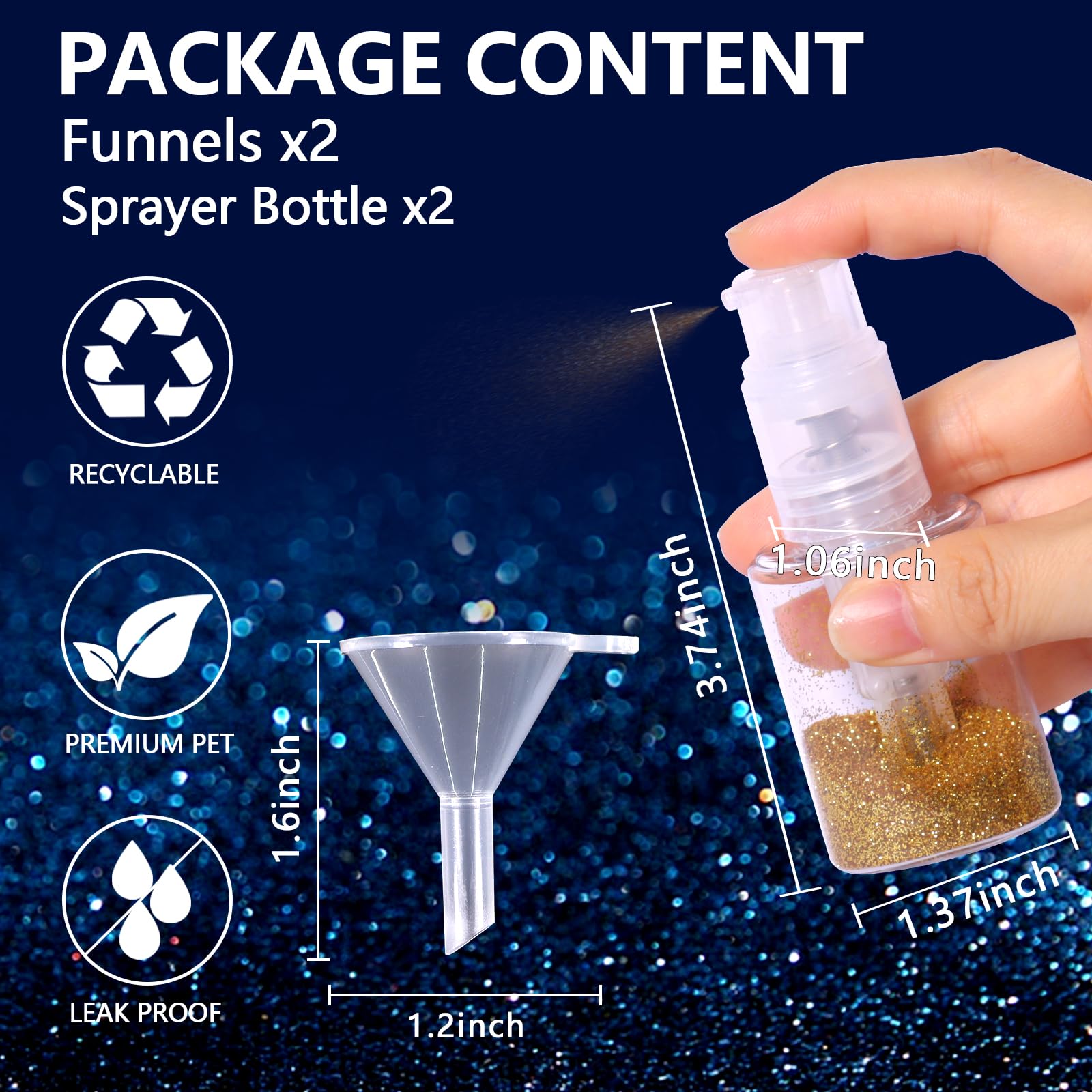 Matio 2 pulverizadores de plumero con 2 embudos, botella elíptica transparente de 30 ml, bomba de plástico vacía, pulverizador multiusos para pasteles, tarjetas, flores, álbumes de recortes, tarjetas