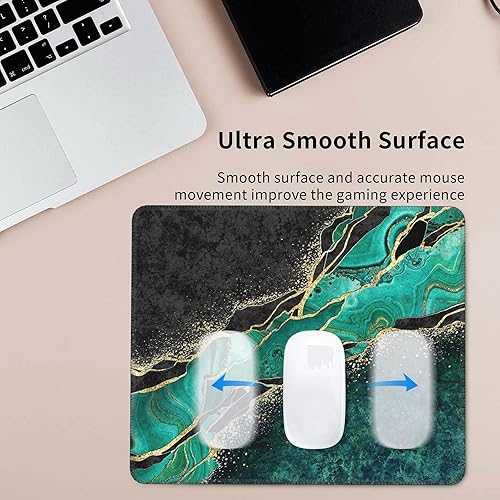 Miniatura 4 de Alfombrilla de mouse con diseño de mármol de malaquita, alfombrilla cuadrada impermeable, base de goma antideslizante, para computadora portátil de