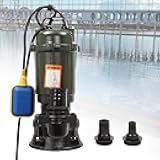 LOHISHILO 0.5HP Sewage/Effluent Pump, 4755 gal/h Submersible Basement Sewer Pump with Auto Float Switch, Cast Iron Sump Ejector Pump for Sewage Basin, Window Wells, Rain Barrels, Flooded Areas