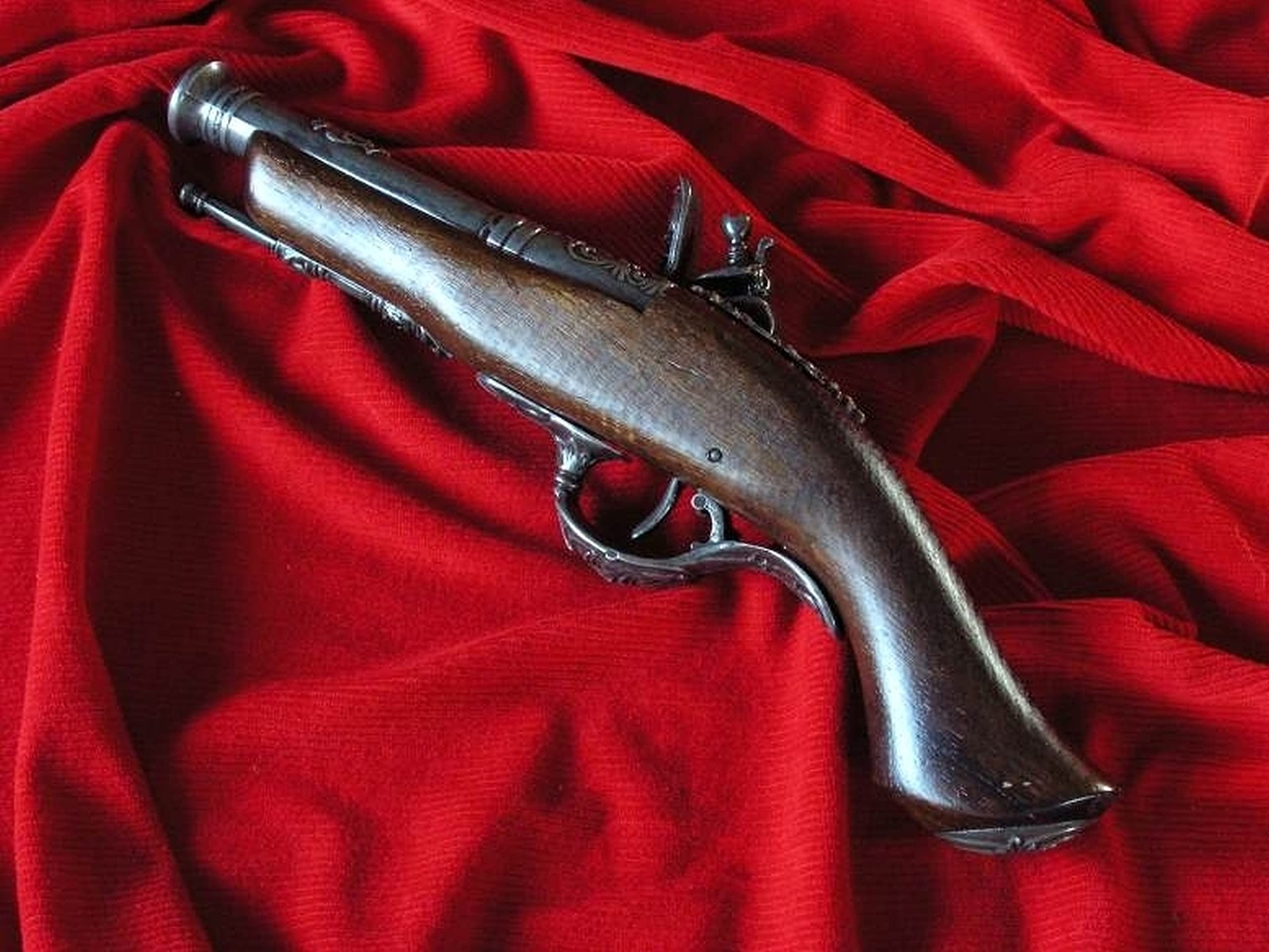 ITALIENISCH Steinschloss-Pistole Holz und Metall AG301.01 Replik Dekowaffe Pistole LARP Reenactment historische Dekoration für einen Sammler oder für EIN Geschenk schießt Nicht.