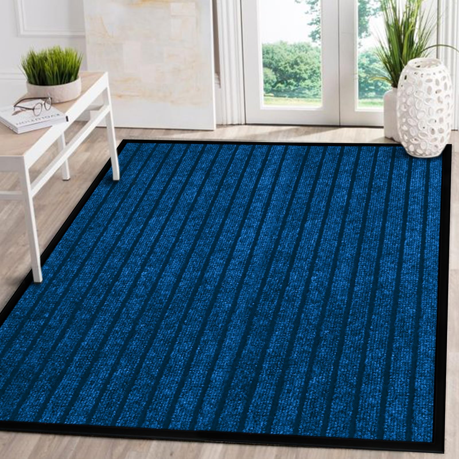 AMEHA Door Mat Indoor & Outdoor Heavy Duty Rubber Door Mats, Blue 80 x 150 cm Dirt Trapper Non Slip Washable Barrier Floor Mat Entrance Rug Shoes Scraper Super Absorbent Front Door Mat Carpet