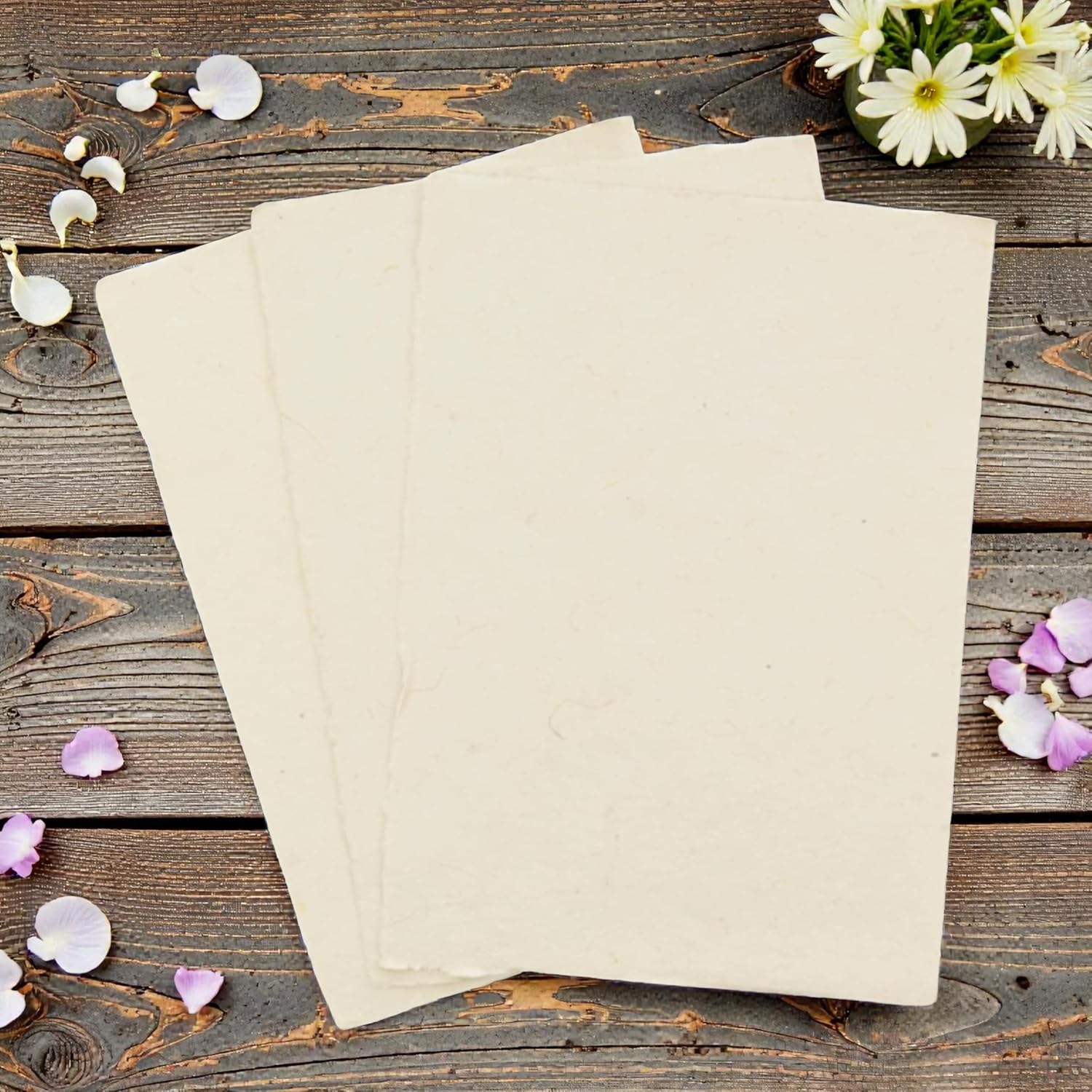 Kathmandu Valley Co. Deluxe 5x7 inch Handmade Lokta Card Stock Paper (Washi Method) with Deckle Edge. Tree-free, Artisan-made, Vintage Stationery for Printing Cards, Wedding Invitations (100 Sheets)