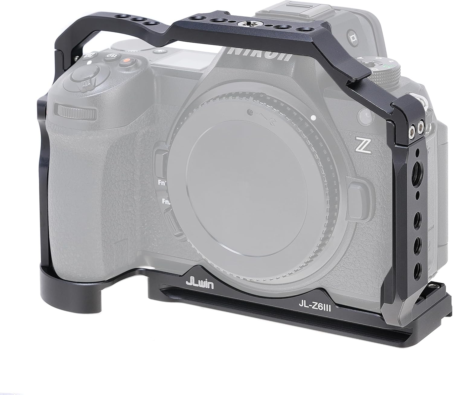 FocusFoto Camera Cage for Nikon Z6 III Mirrorless Camera, Aluminium Z6III Cage with Nato Rail, Cold Shoe, 1/4"-20 Screw Mount, 3/8"-16 Locating Holes for Arri Grip, Quick Release Plate for Arca Tripod