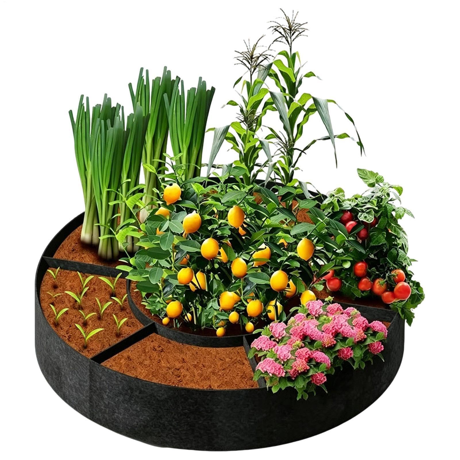 7 bolsillos redondos de tela gruesa para jardín, bolsas de tela para plantas, patatas, cebollas, tomates, flores, interiores, exteriores, balcony