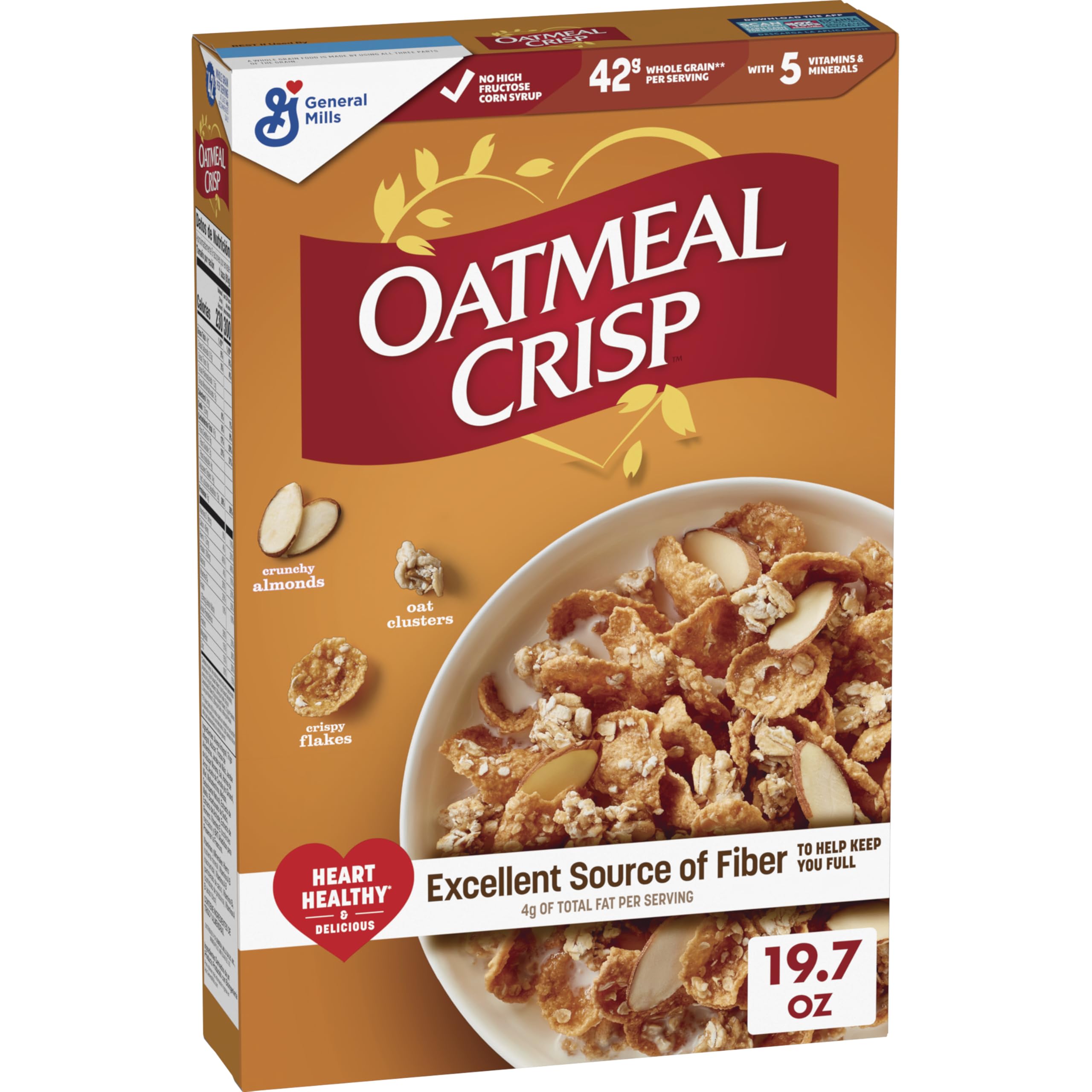 Heart Healthy Cereal, High Fiber Cereal Made with Whole Grain, 19.7 oz