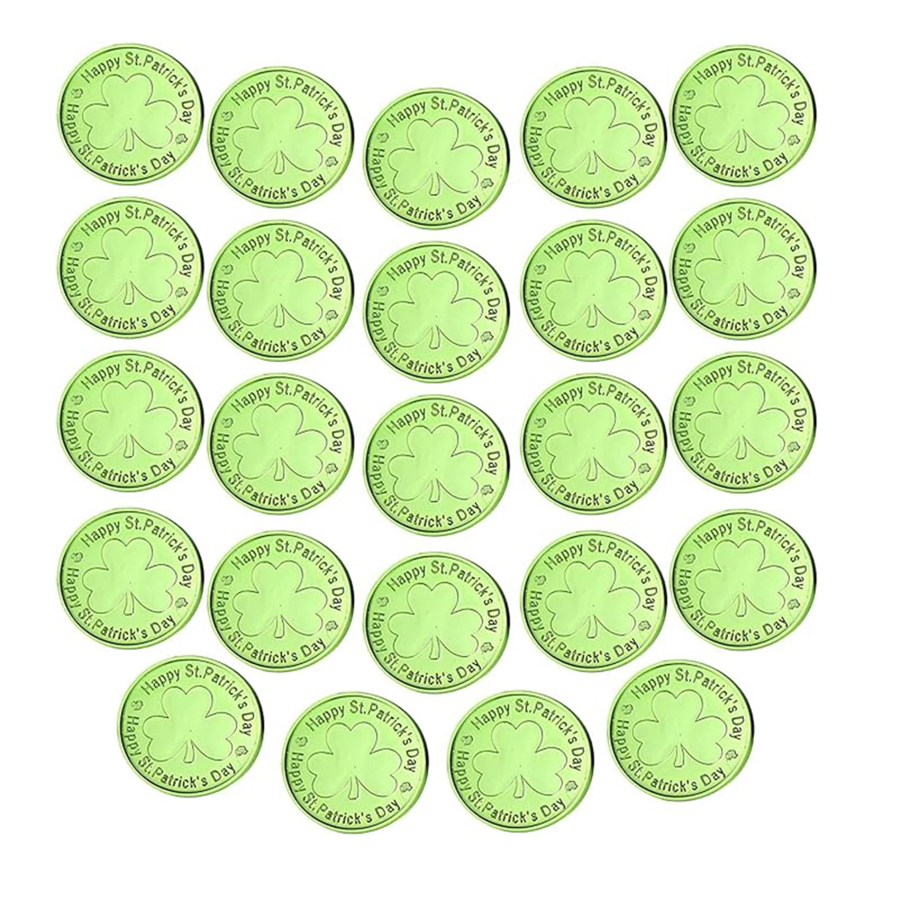 Artong St. Patrick's Day Green Coins Plastic Lucky Coins Shamrock Leprechaun Coins for St. Patrick's Day Party Decoration Favors and Table Sprinkles (24 PCS / Green)