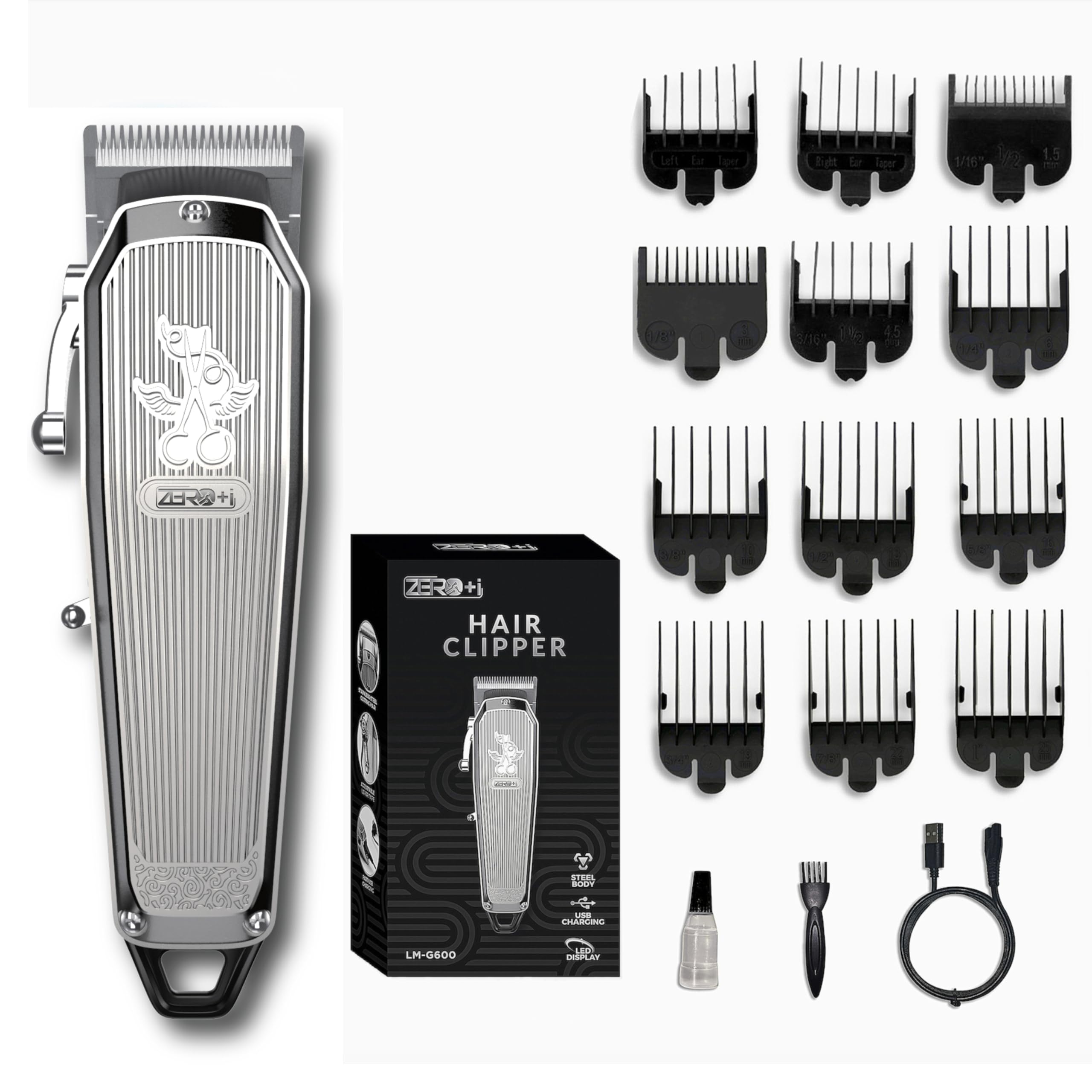 Photo 1 of Zero+i Cordless Hair Clipper for Men, 12 Guard Combs from Our Professional Grooming kit with Battery and Speed LED Display & Strong 10W Motor, New released Barber Clippers & for self Haircut Men