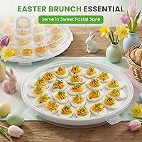 Vista 3 de HANSGO Recipientes para huevos rellenos con tapa, bandejas portaplatos para huevos rellenos con 22 ranuras para fiesta navideña y cocina del hogar